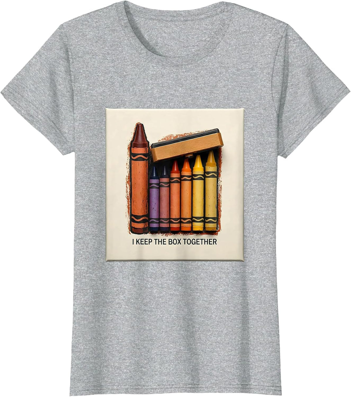 I Keep The Box Together Rubber Stamp Teacher Halloween Party T-Shirt - Heather Grey