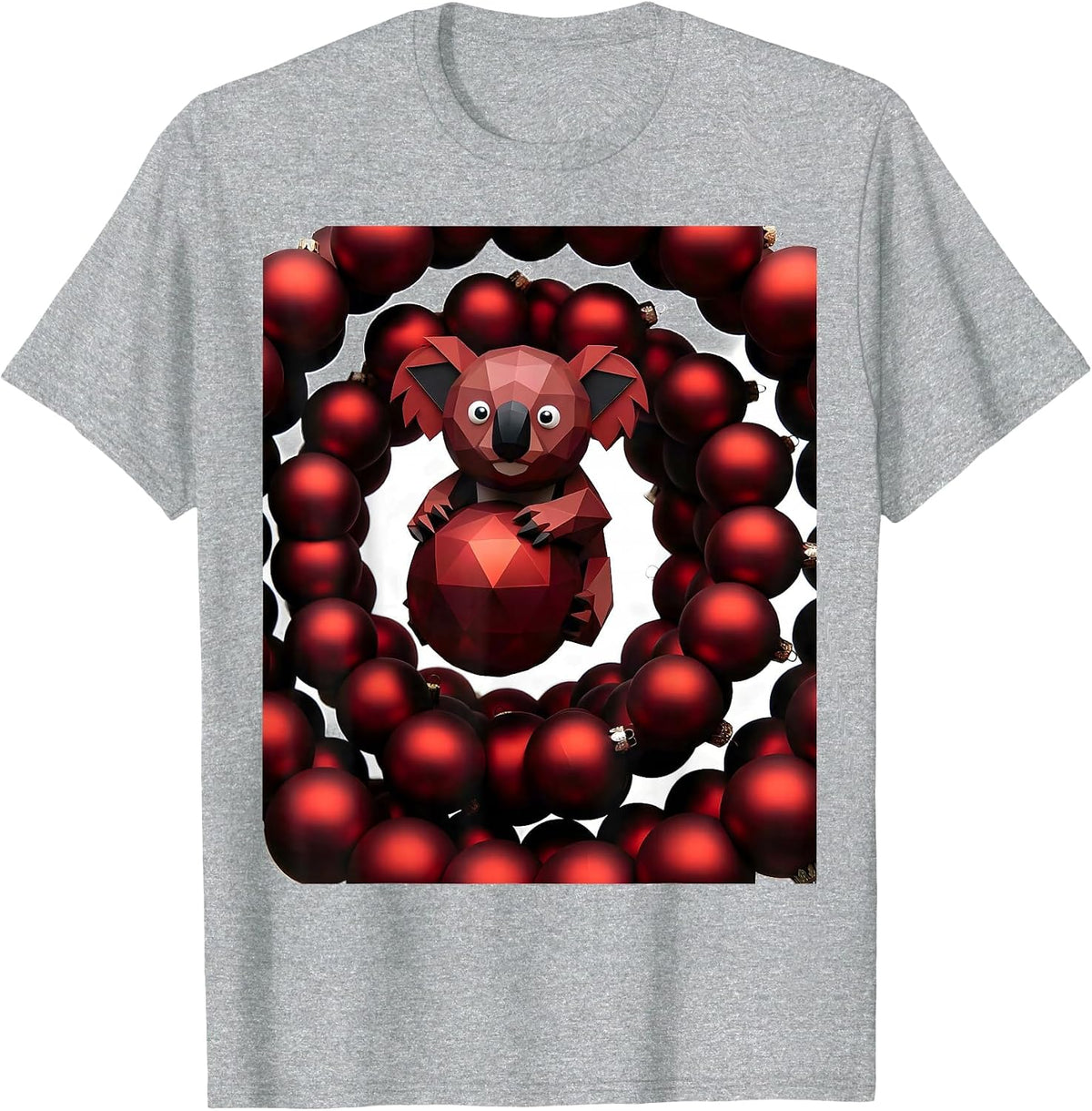 Men's Geometric Koala Cute Holiday Novelty Gift T-Shirt - Heather Grey