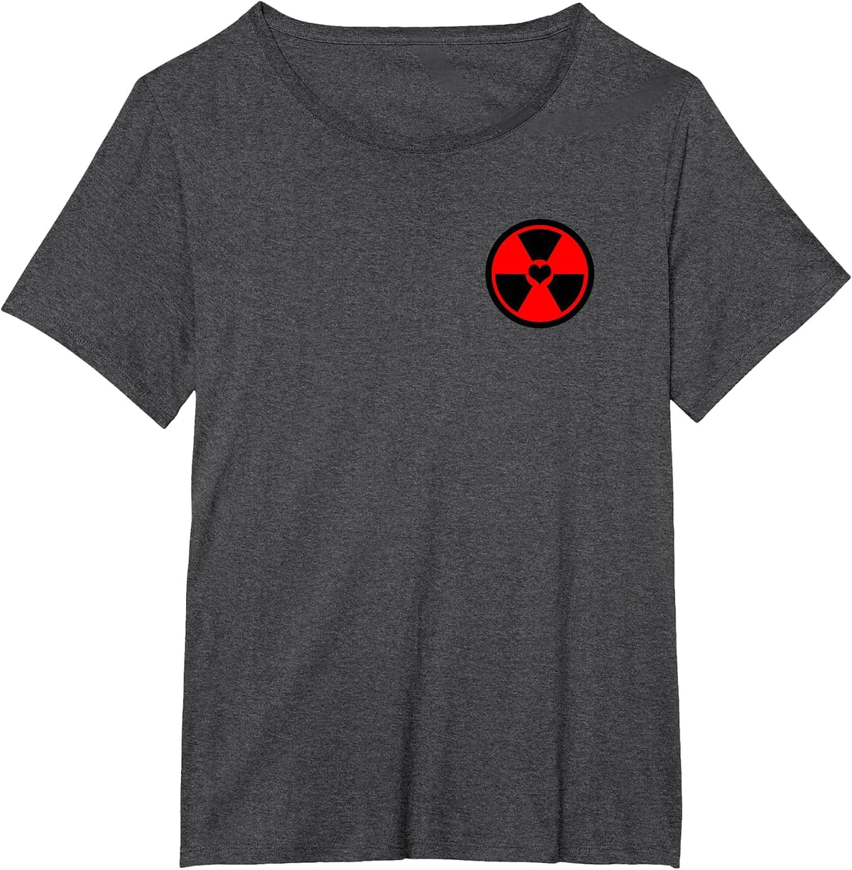 Love Radiation Radioactive Sign Symbol Nuclear Pocket T-Shirt - Dark Heather Grey