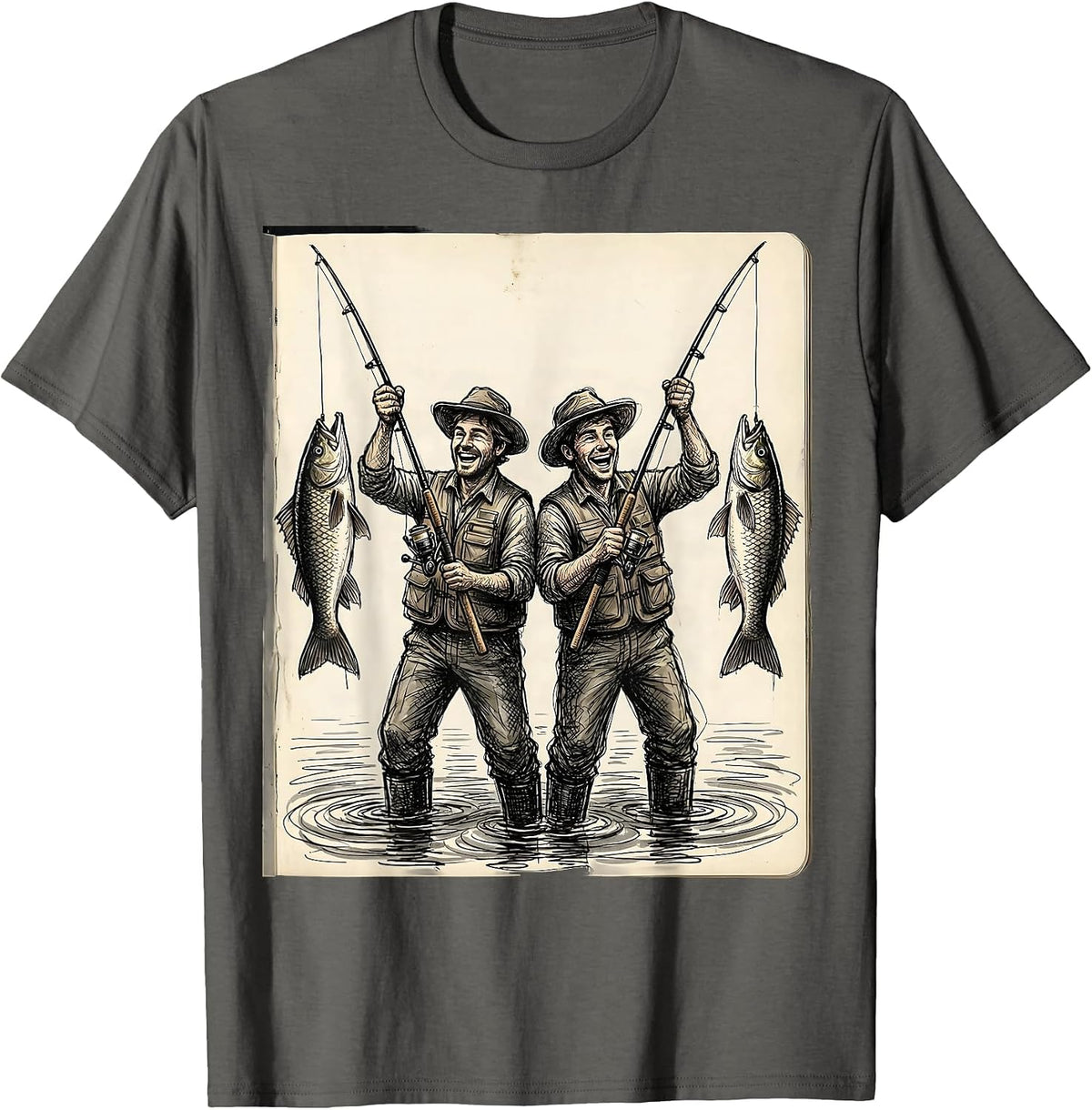 Son In Law Favorite Child Fishing Duo Gift T-Shirt - Asphalt Grey