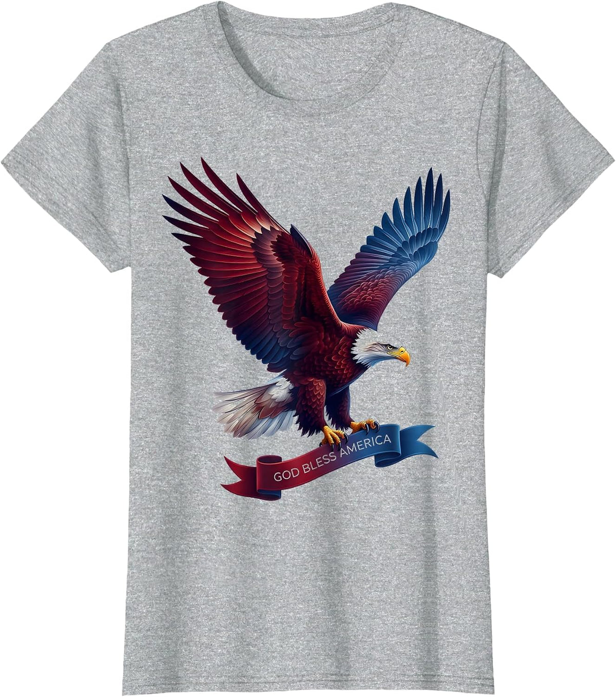 God Bless America Memorial Day Patriotic Design T-Shirt - Heather Grey