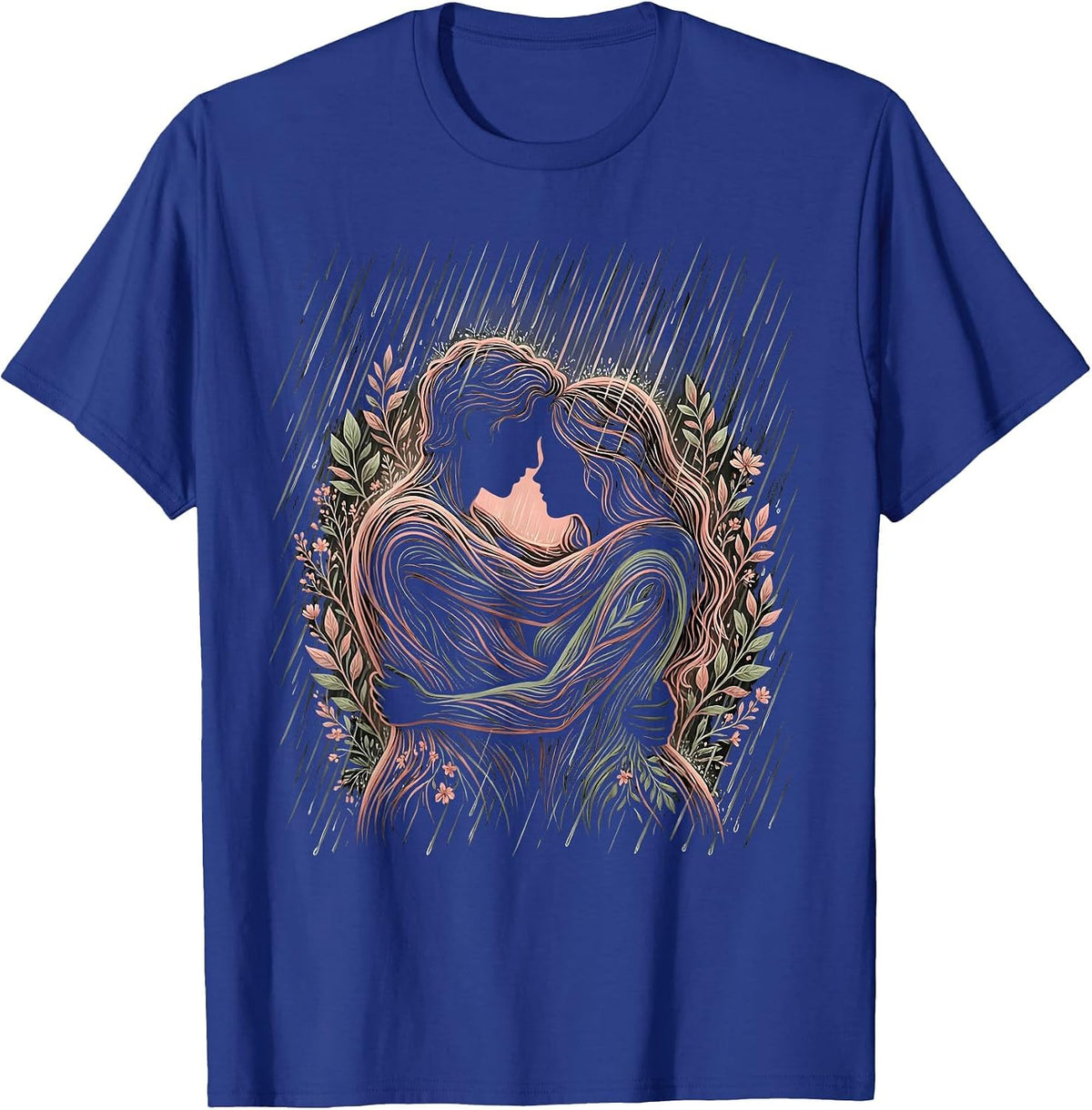 Men's Kindness in the Rain Hugging Figures Illustration T-Shirt - Royal Blue