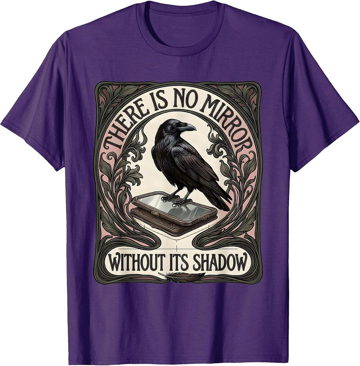 Men's There Is No Mirror Without Its Shadow Art Nouveau Edgar T-Shirt - Purple