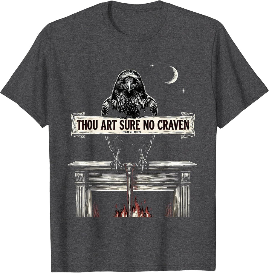 Men's Thou Art Sure No Craven — Edgar Allan Poe Gothic T-Shirt - Dark Heather Grey