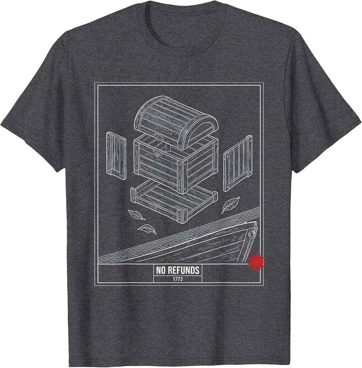 Men's No Refunds 1773 Funny History Teacher Spilling The Tea Since T-Shirt - Dark Heather Grey