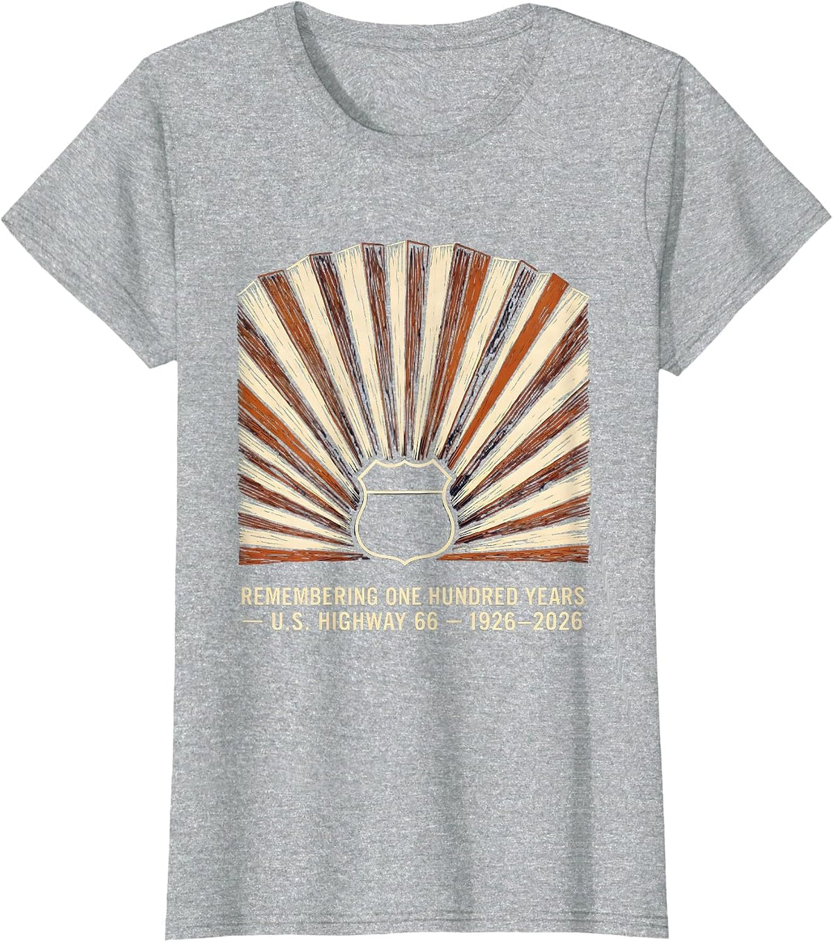 Women's Remembering One Hundred Years — U.S. Highway 66 — 1926-2026 T-Shirt - Heather Grey