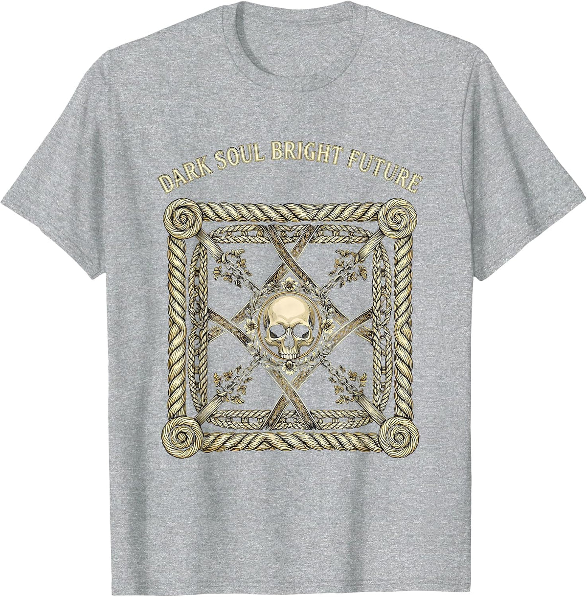 Men's Dark Soul Bright Future Skull Graphic Design T-Shirt - Heather Grey