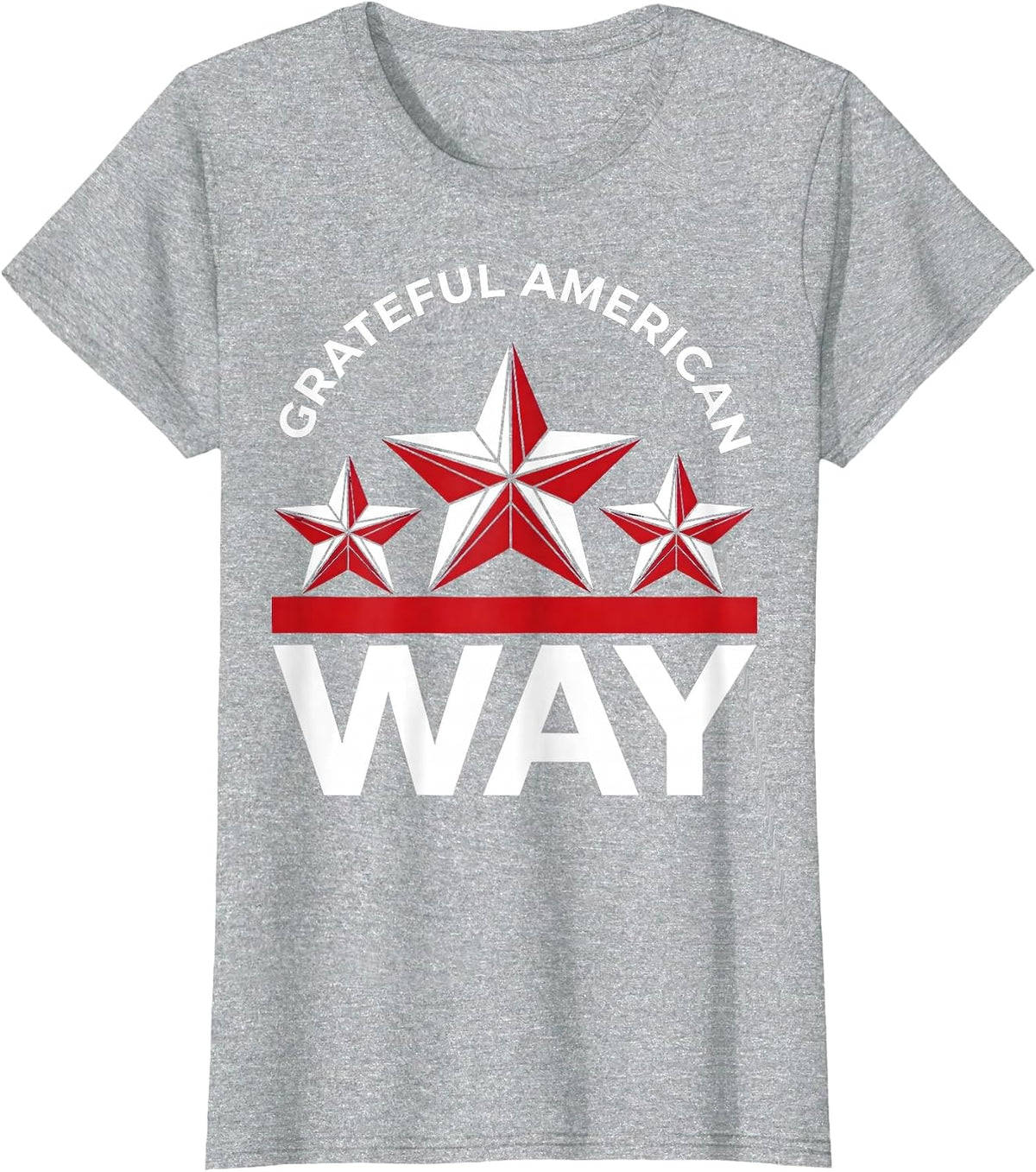 Grateful American Way Memorial Day Patriotic Design T-Shirt - Heather Grey