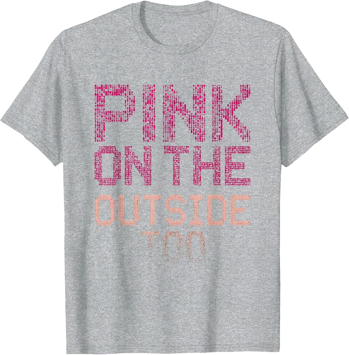 Men's Pink on the Outside Too Flamingo Design T-Shirt - Heather Grey