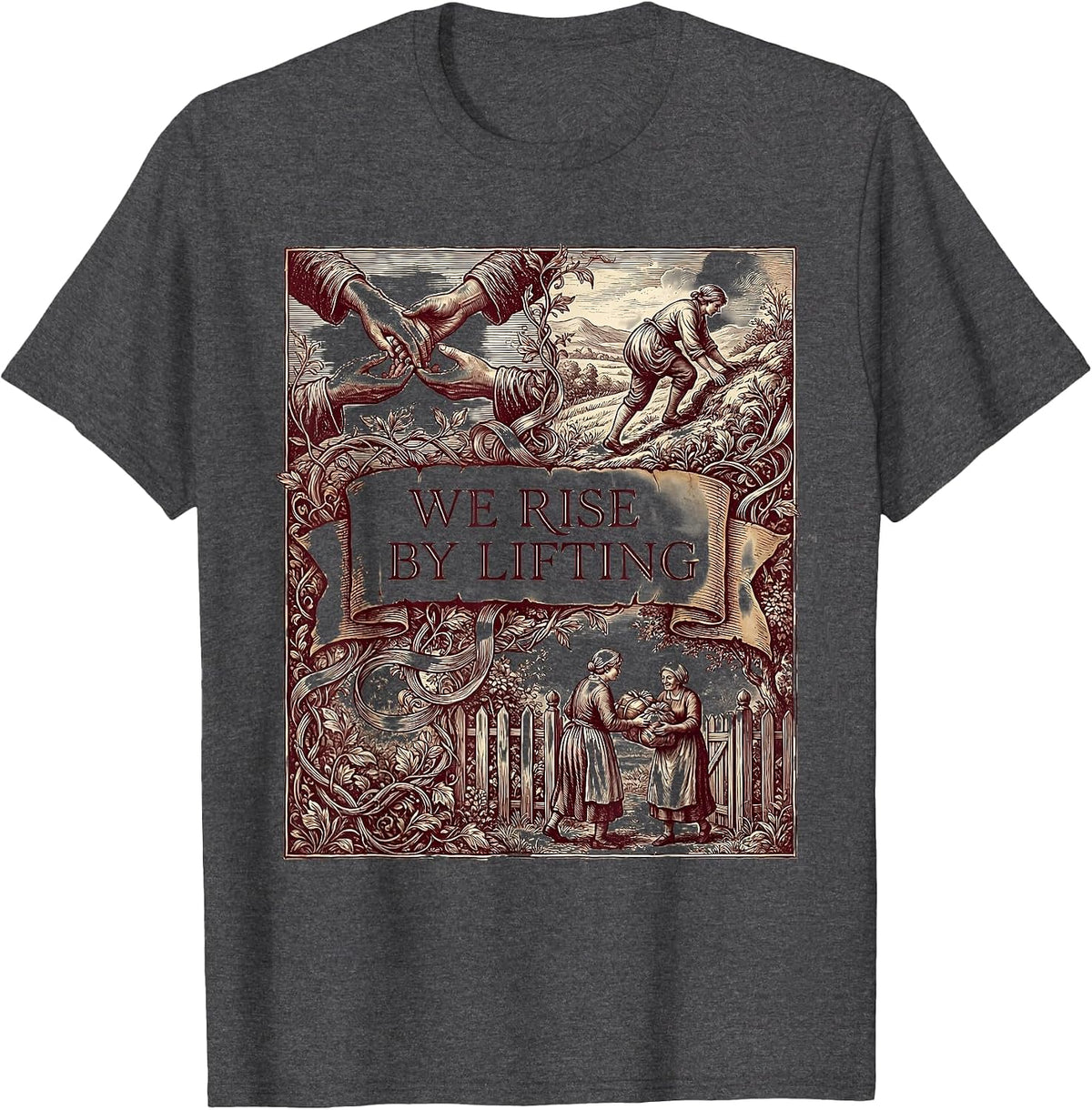 We Rise By Lifting Altruismo House Design T-Shirt - Dark Heather Grey