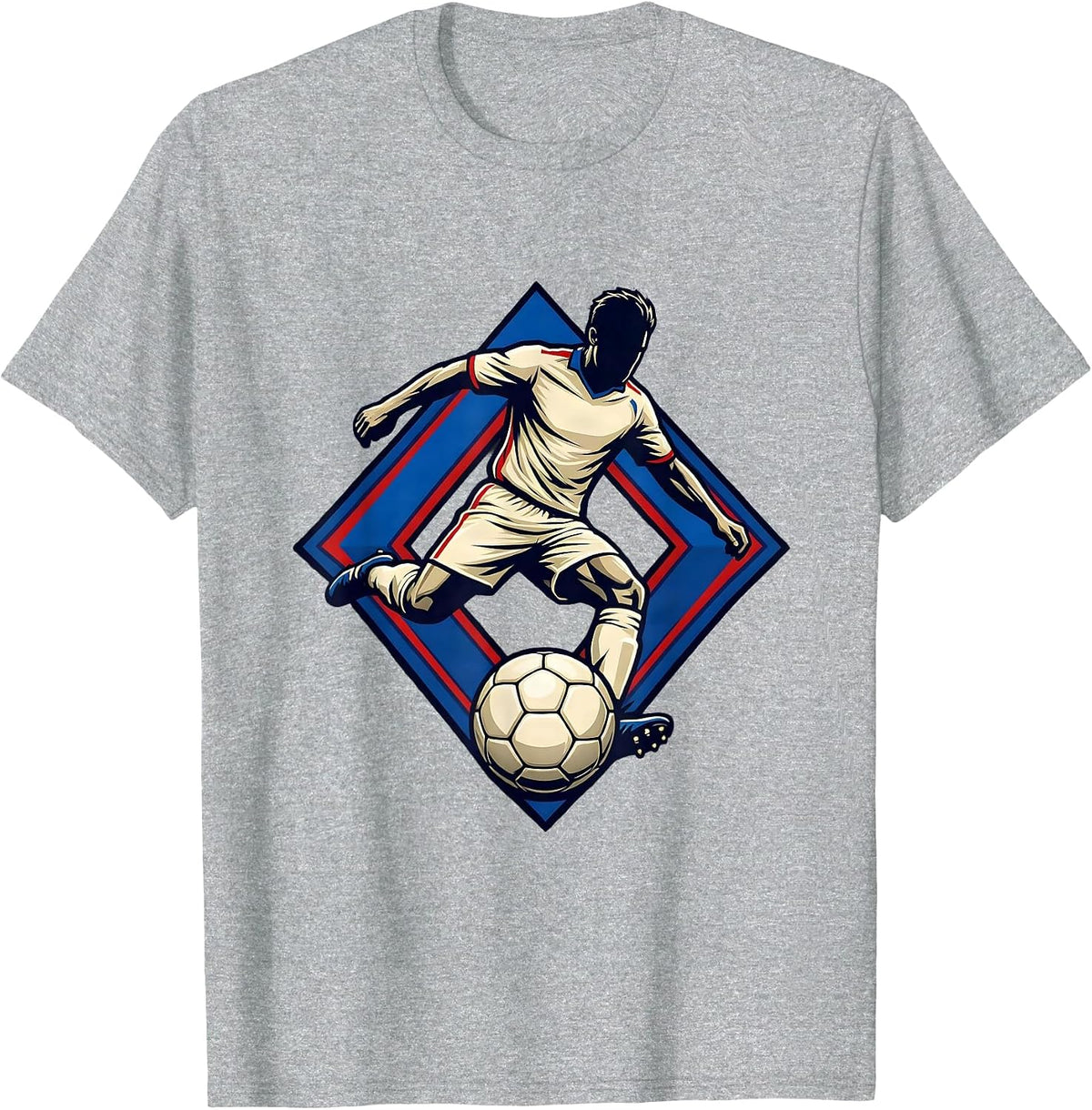Men's Dribbling Soccer Player Silhouette Youth Sports Gift T-Shirt - Heather Grey