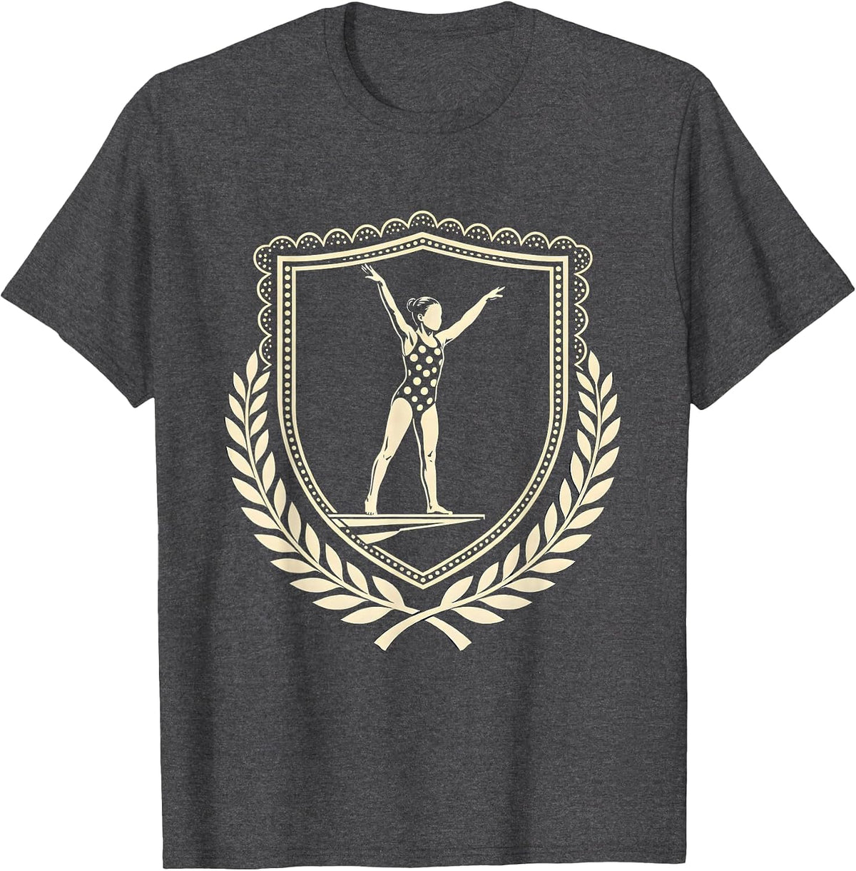 Men's Polka Dot Swimmer Diving Board Graphic Tee T-Shirt - Dark Heather Grey