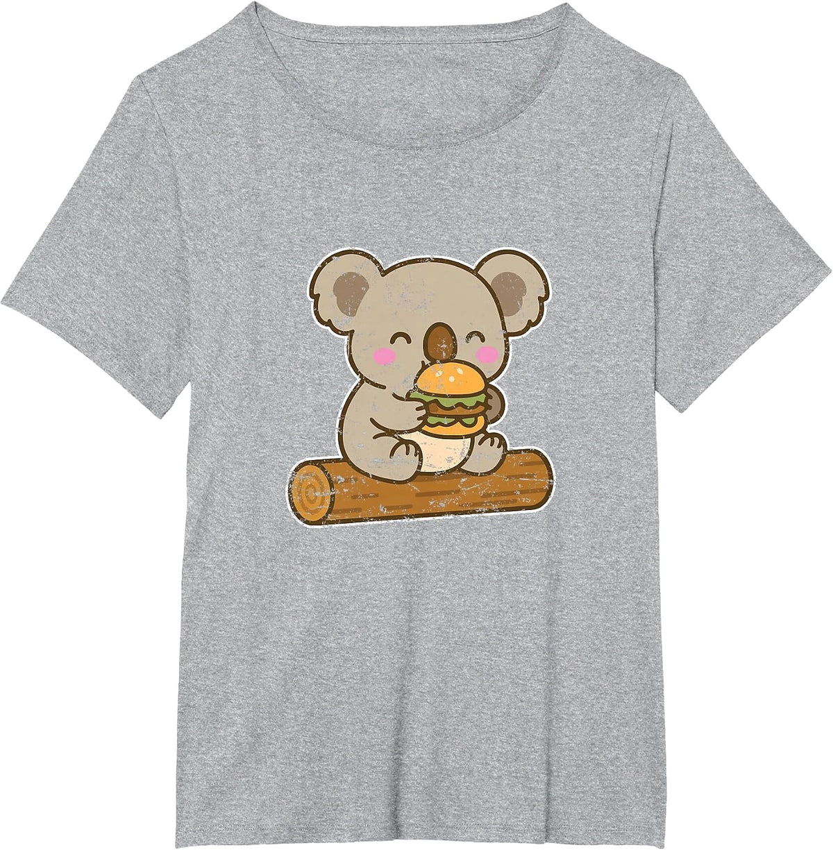 Cute Koala Burger Snack Cartoon T-Shirt - Heather Grey