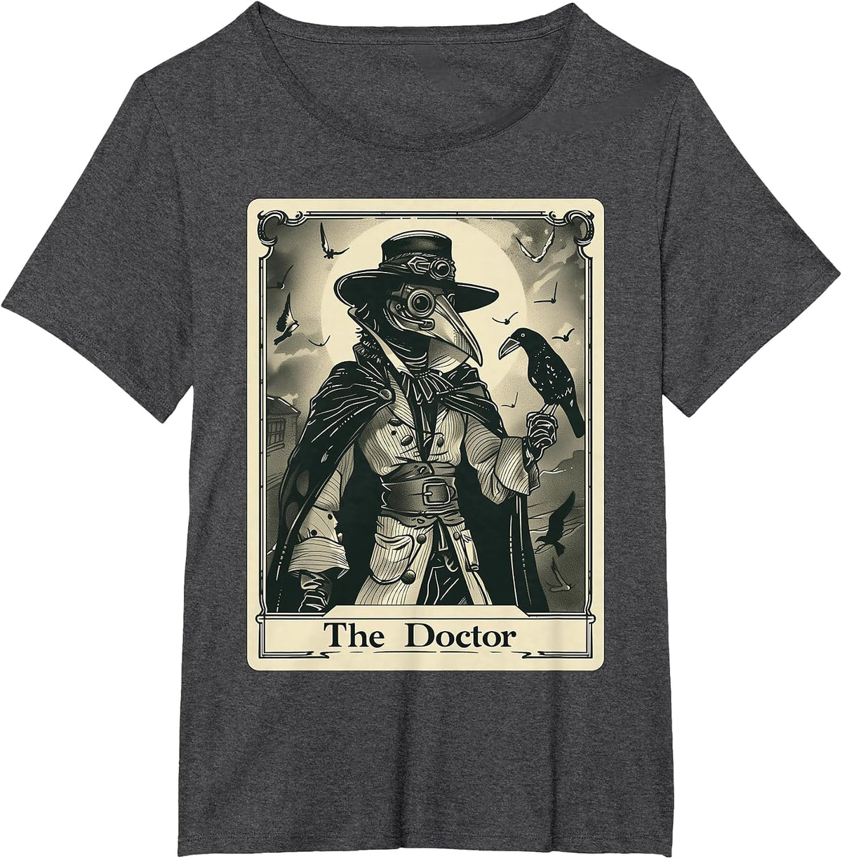 Plague Doctor Tarot Card Gothic T-Shirt - Dark Heather Grey