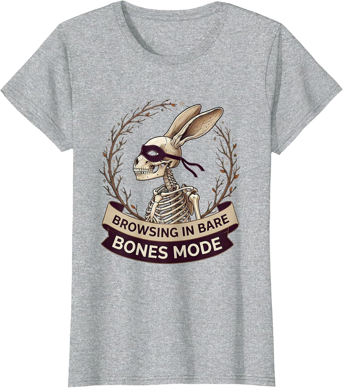 Browsing In Bare Bones Mode Halloween Skeleton T-Shirt - Heather Grey