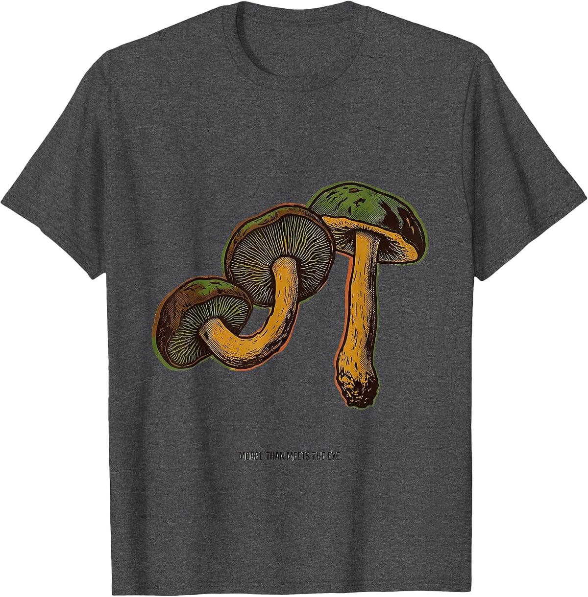 Men's Morel Than Meets The Eye Whimsical Mushroom Foraging T-Shirt - Dark Heather Grey