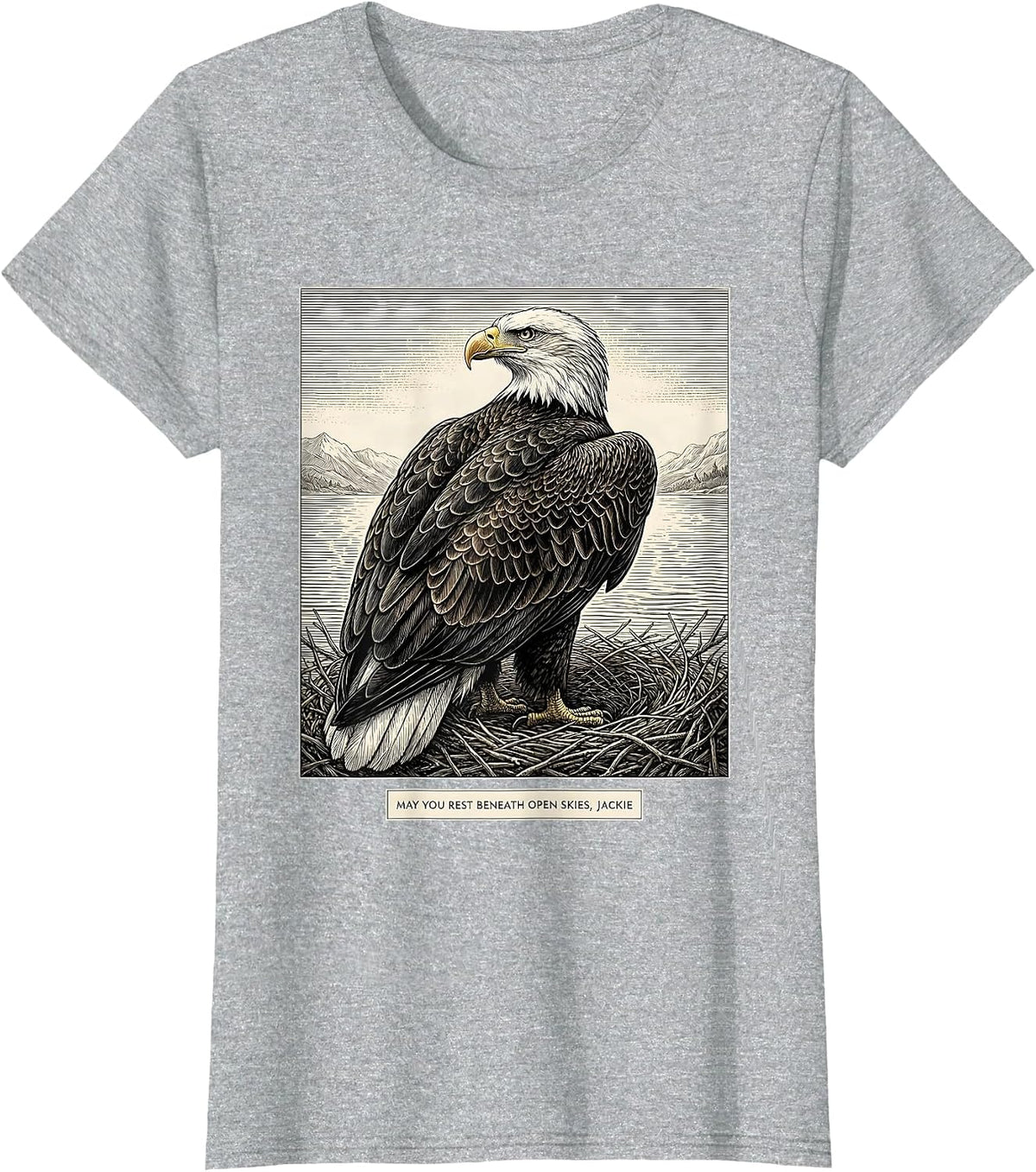 May You Rest Beneath Open Skies, Jackie Memorial Tribute T-Shirt - Heather Grey