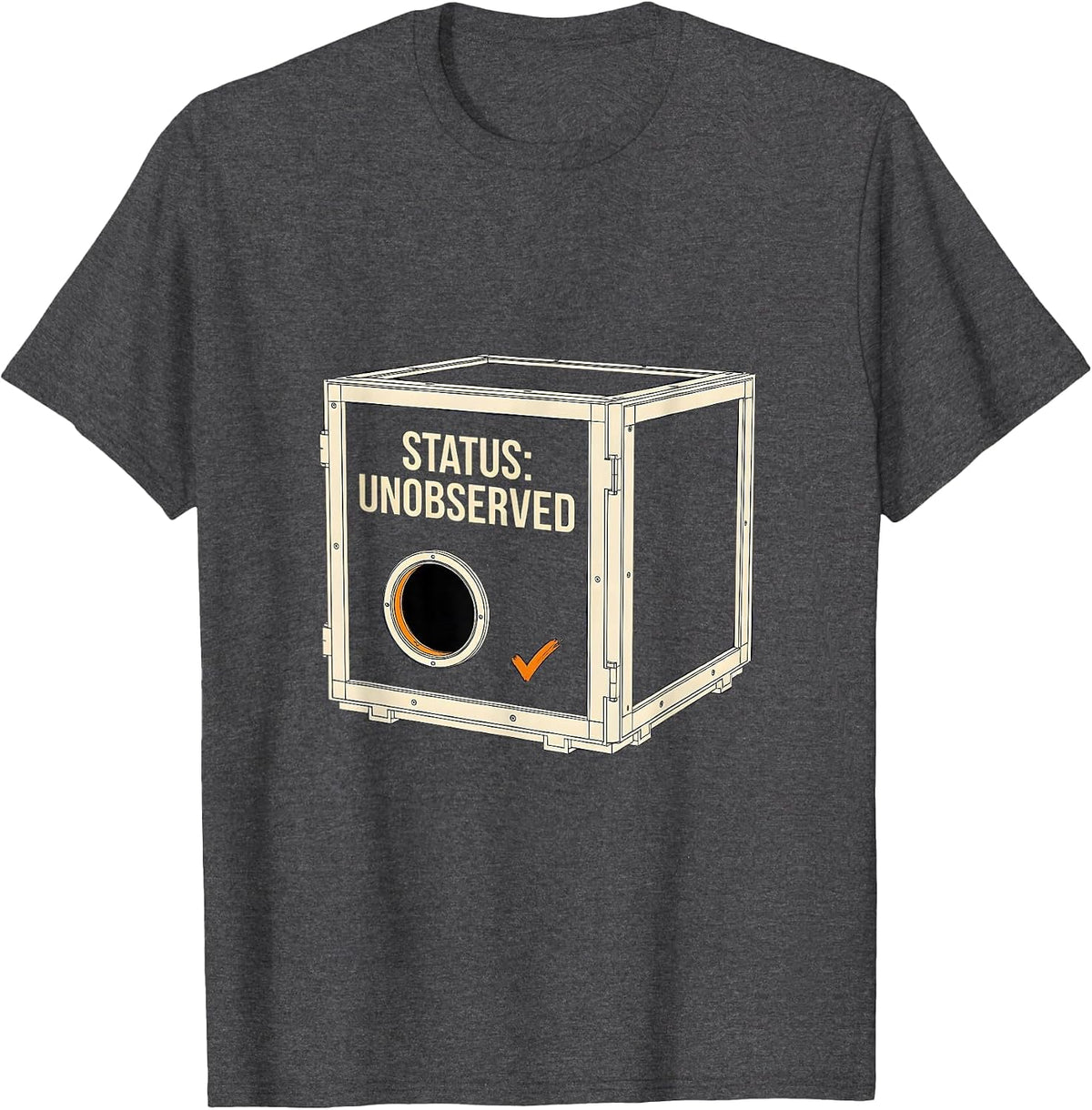 Status Unobserved Funny Quantum Physics Cat Lover T-Shirt - Dark Heather Grey