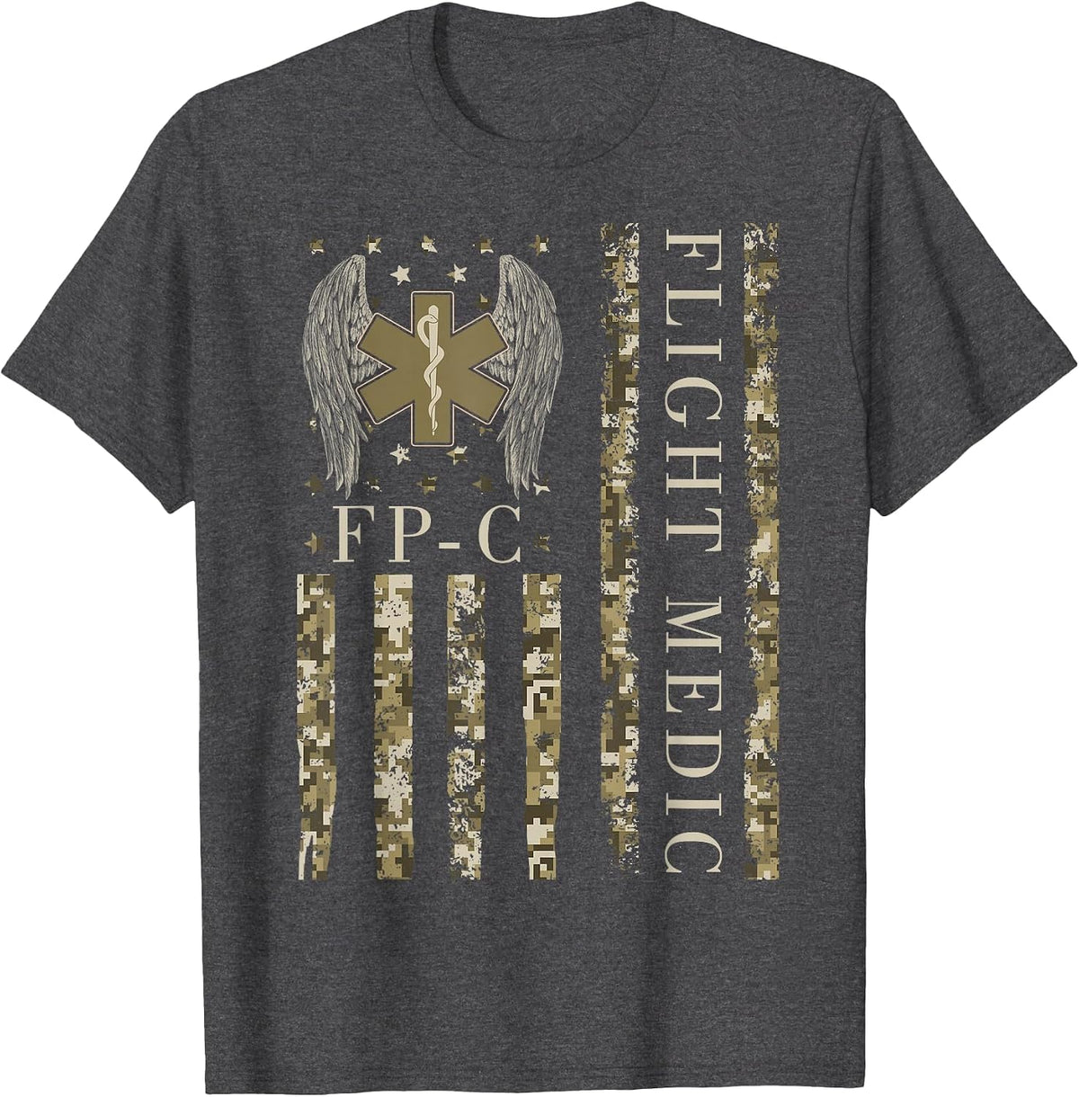 Flight Medic American Flag Flight Paramedic Emergency Nurse T-Shirt - Dark Heather Grey