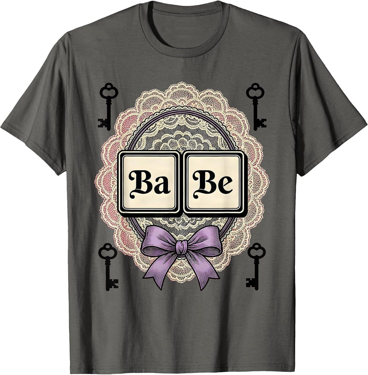 Ba Be Rococo Frill Periodic Table Chemistry Teacher Humor T-Shirt - Asphalt Grey