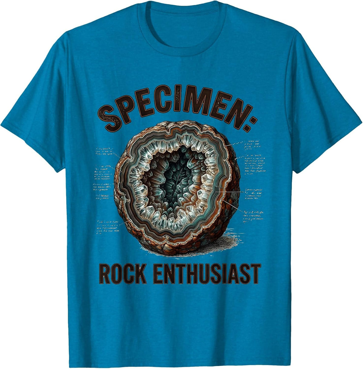 Specimen: Rock Enthusiast Botanical Geode Design T-Shirt - Sapphire Blue