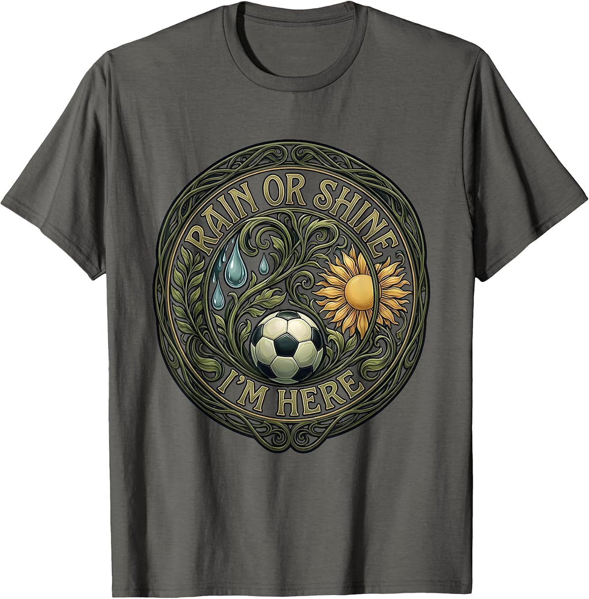 Men's Rain or Shine Soccer Dad Graphic Design T-Shirt - Asphalt Grey