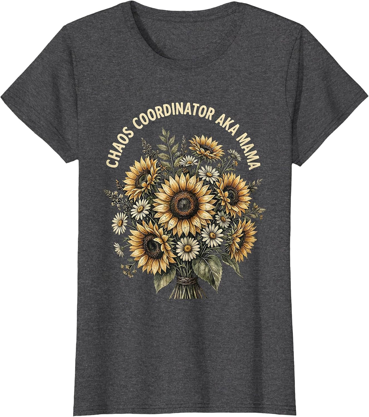 Women's Chaos Coordinator Aka Mama Funny Mom Design T-Shirt - Dark Heather Grey