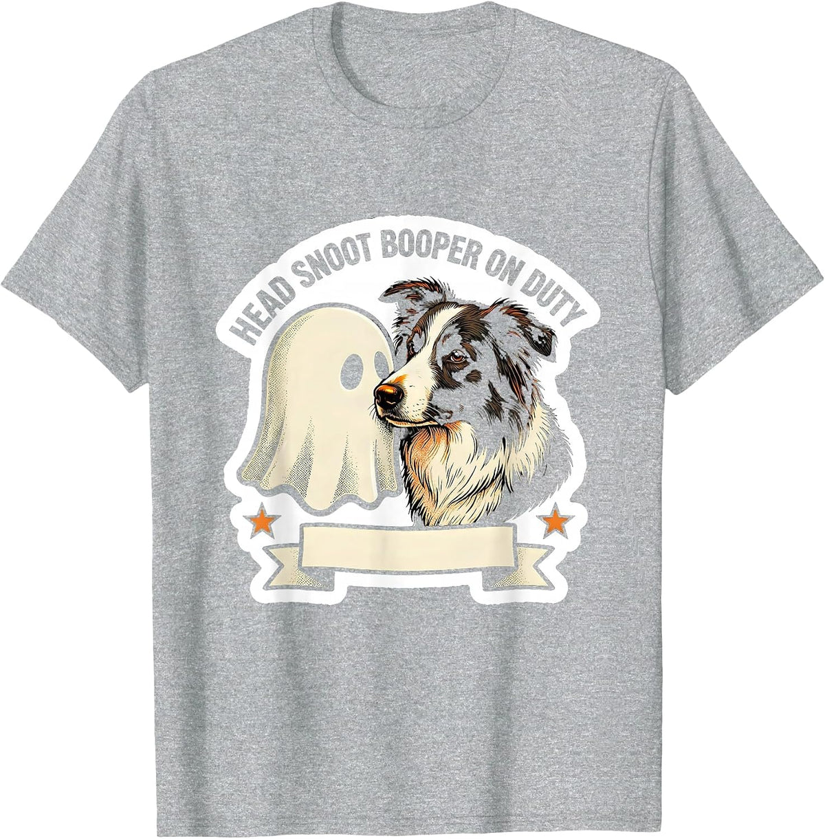 Men's Head Snoot Booper On Duty Funny Ghost Dog Lover Halloween T-Shirt - Heather Grey