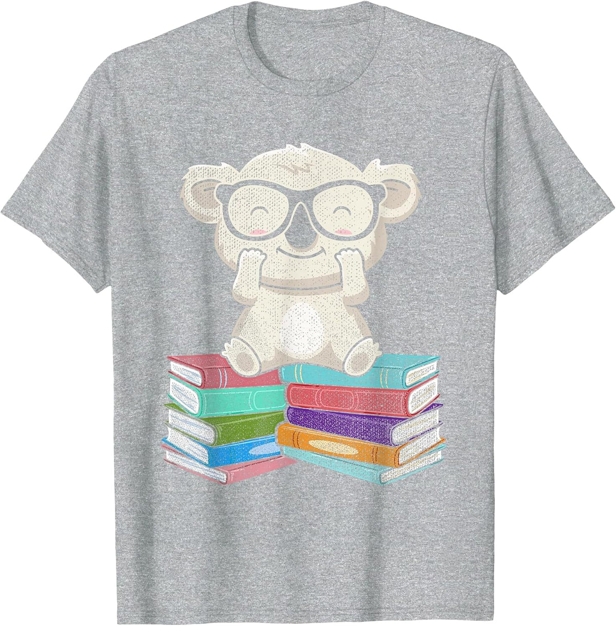 Koala Bear Reading Books Koala T-Shirt - Heather Grey