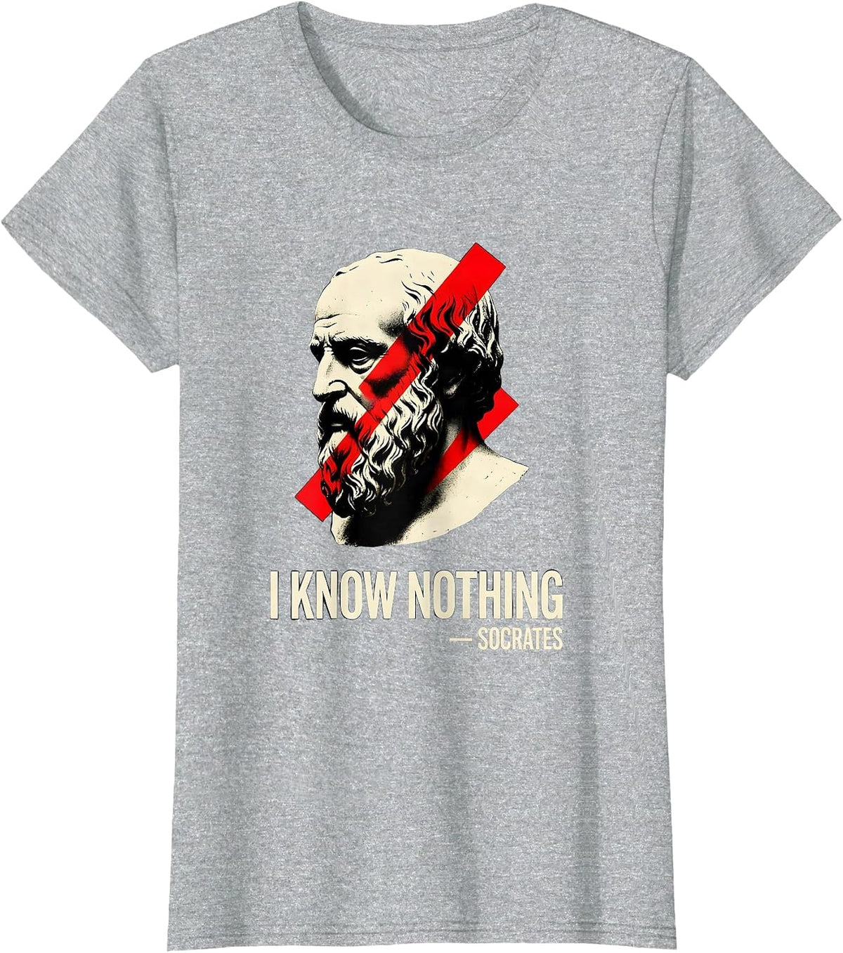 I Know Nothing — Socrates Funny Philosopher Parody Humor T-Shirt - Heather Grey
