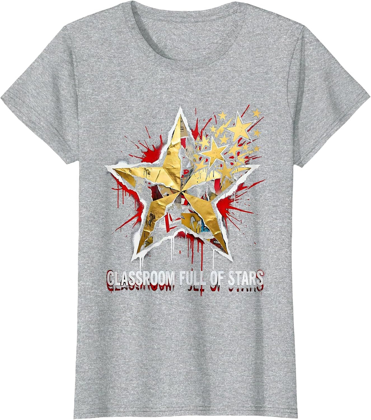 Classroom Full of Stars Preschool Teacher Design T-Shirt - Heather Grey