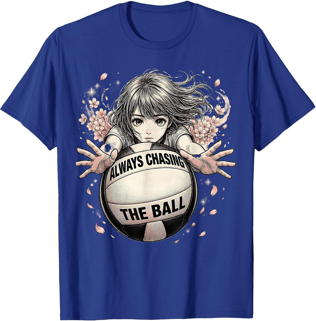 Always Chasing the Ball Volleyball Design T-Shirt - Royal Blue
