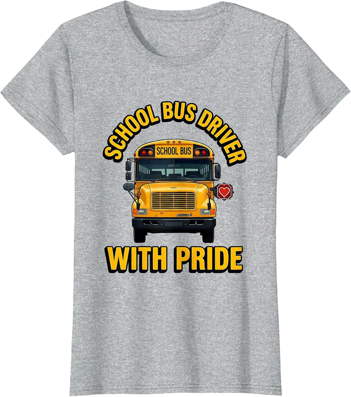 School Bus Driver With Pride Funny Transportation Staff Back T-Shirt - Heather Grey