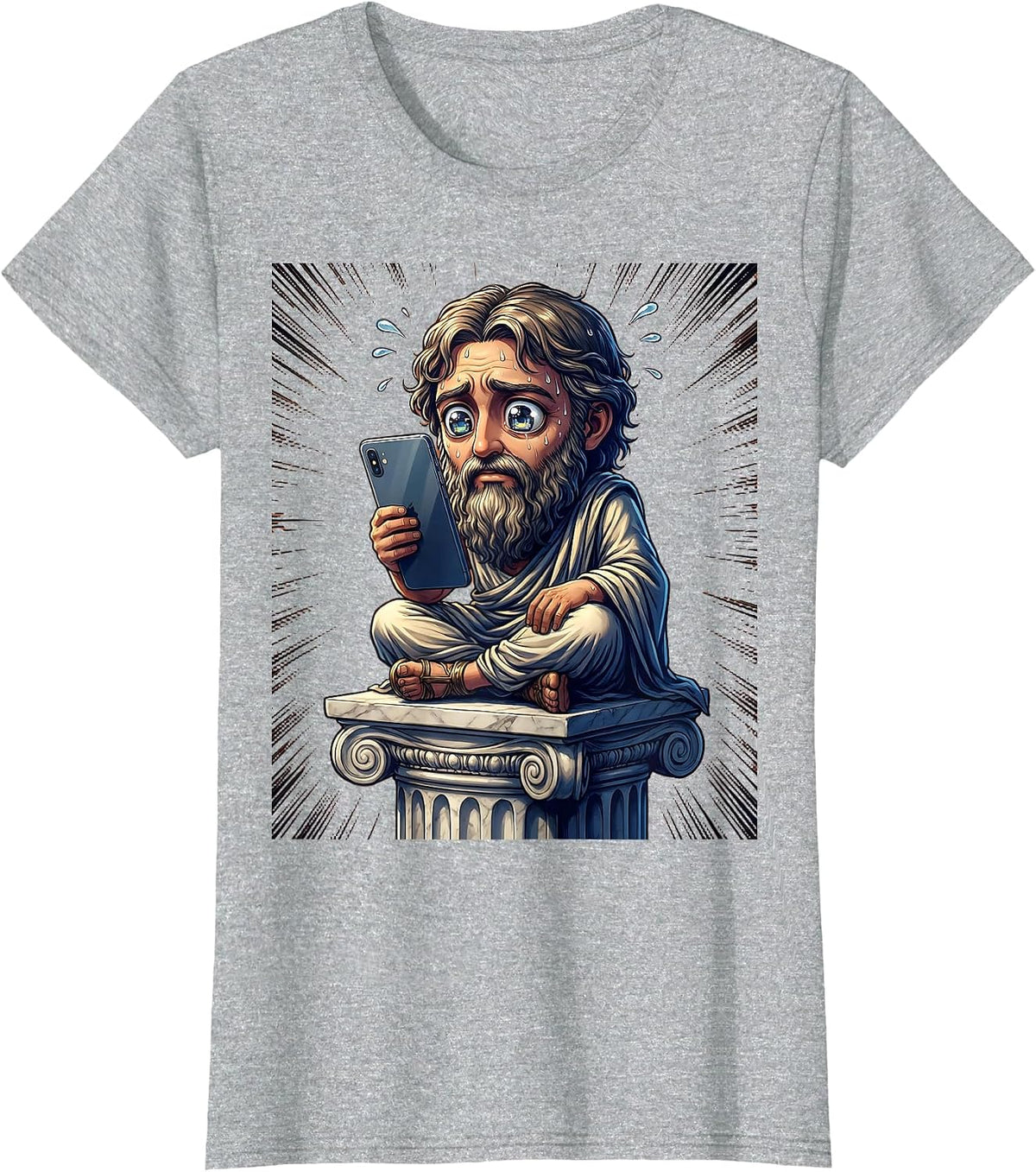 Ancient Philosopher Meets the Digital Age T-Shirt - Heather Grey