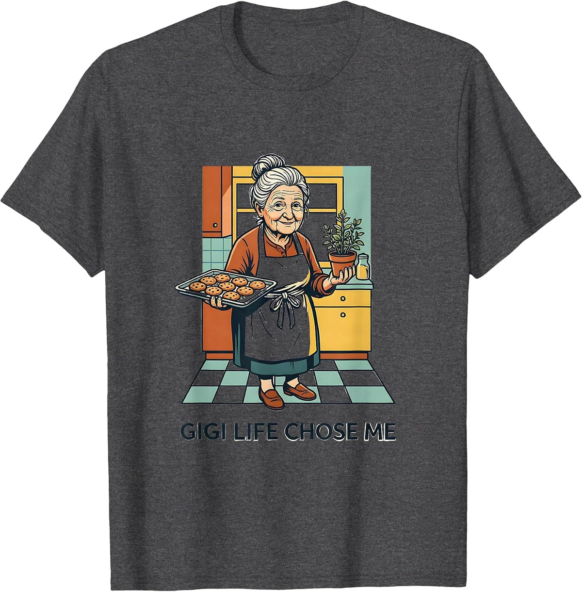 Men's Gigi Life Chose Me Grandma Pride Design T-Shirt - Dark Heather Grey