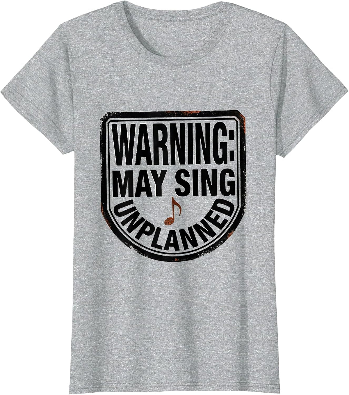 Warning May Sing Unplanned Funny Musical Theatre T-Shirt - Heather Grey
