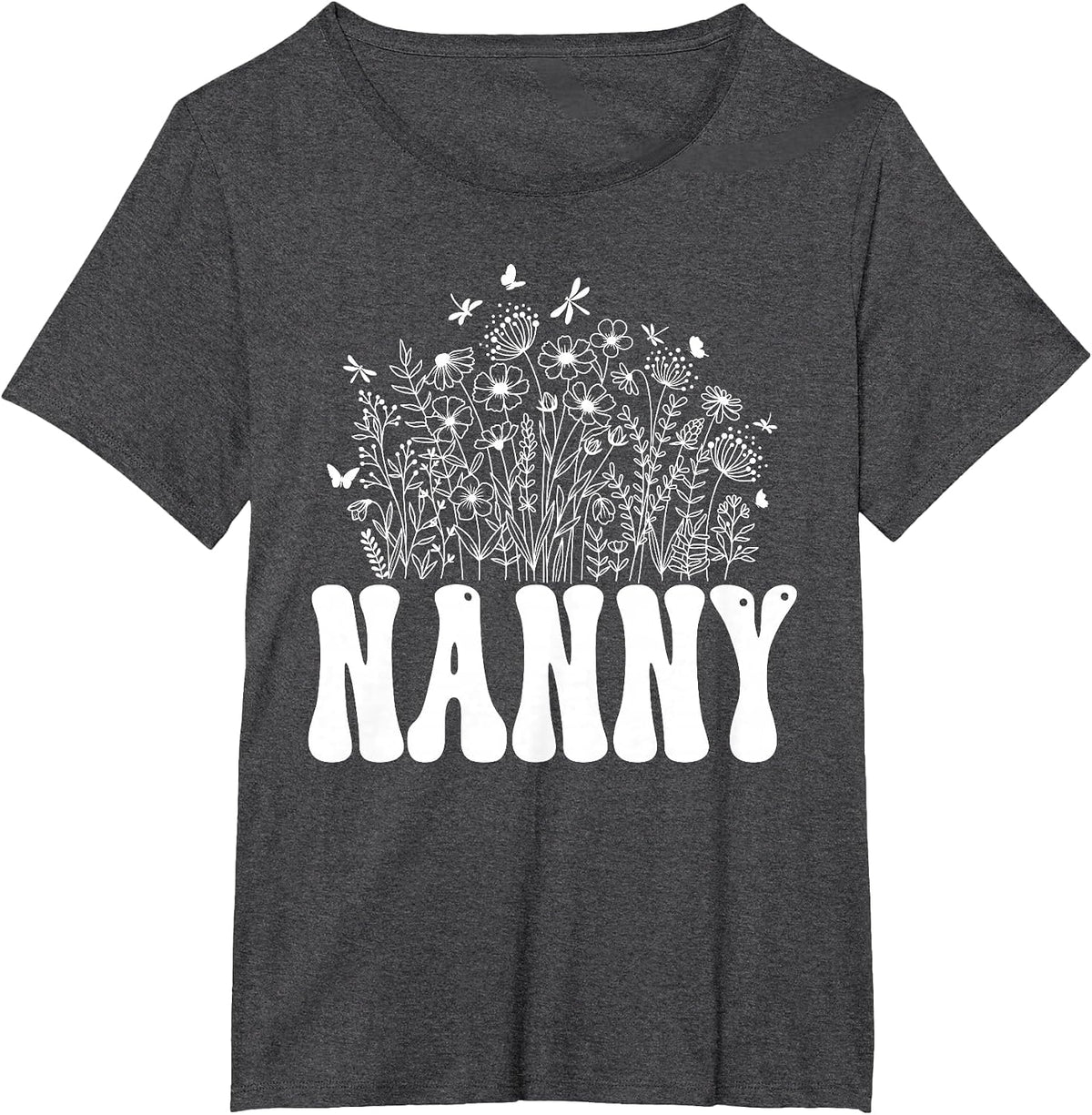 Floral Nanny Tee Wildflower Graphic T-Shirt - Dark Heather Grey