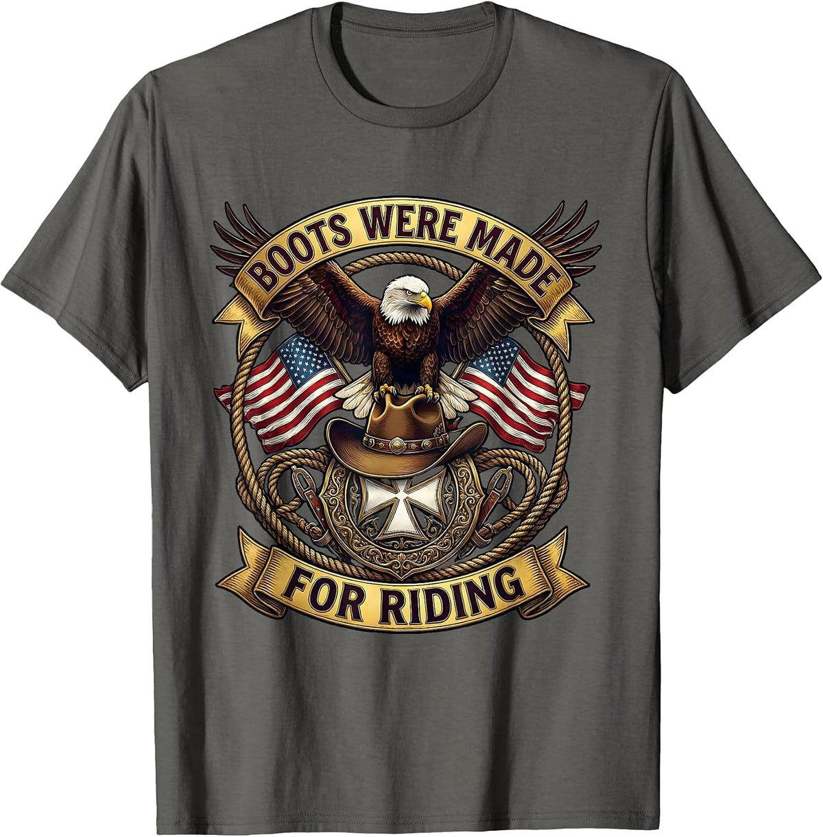 Boots Were Made For Riding Cowgirl Design T-Shirt - Asphalt Grey
