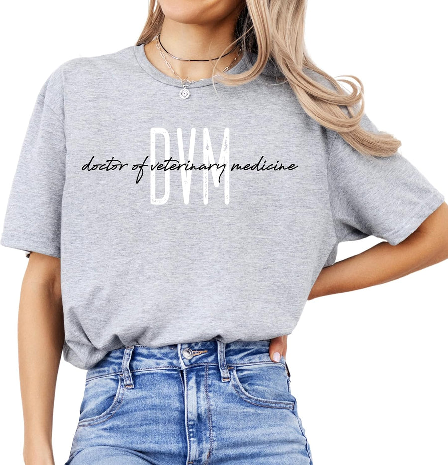 Doctor of Veterinary Medicine T-Shirt - DVM Vet Tech Shirt Gift for Assistant, Technician and Veterinarian - Sport Grey