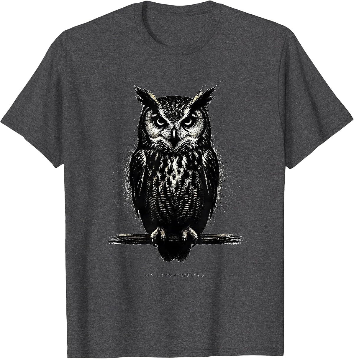 Men's Kept Company By Silence Funny Owl Lover Birdwatcher Humor T-Shirt - Dark Heather Grey