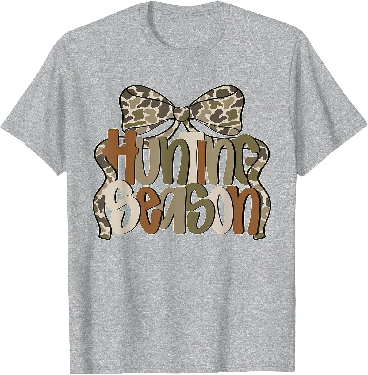 Camo Coquette Bow Hunting Season Camo Hunt Women Mom Mama T-Shirt - Heather Grey