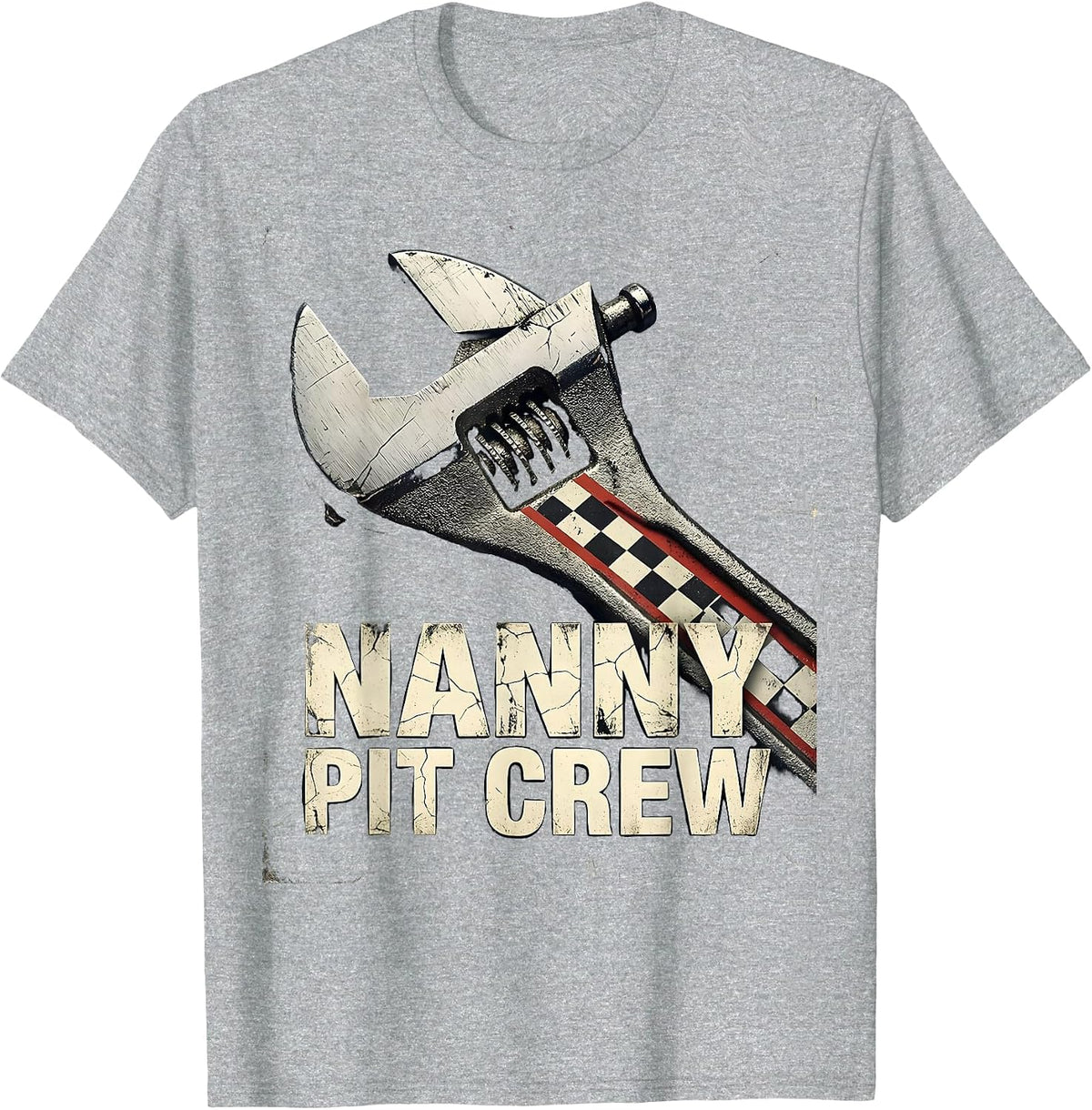 Men's Nanny Pit Crew Distressed Race Car Birthday Family Matching T-Shirt - Heather Grey