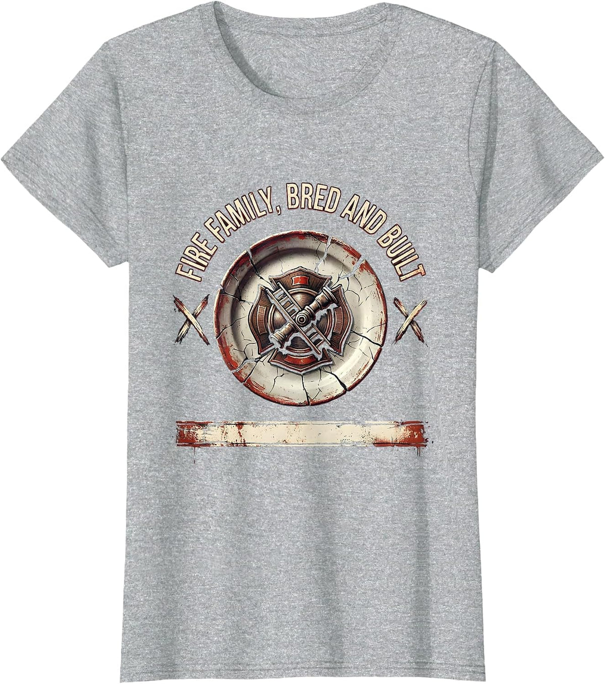 Fire Family Bred And Built Distressed Firefighter Pride T-Shirt - Heather Grey