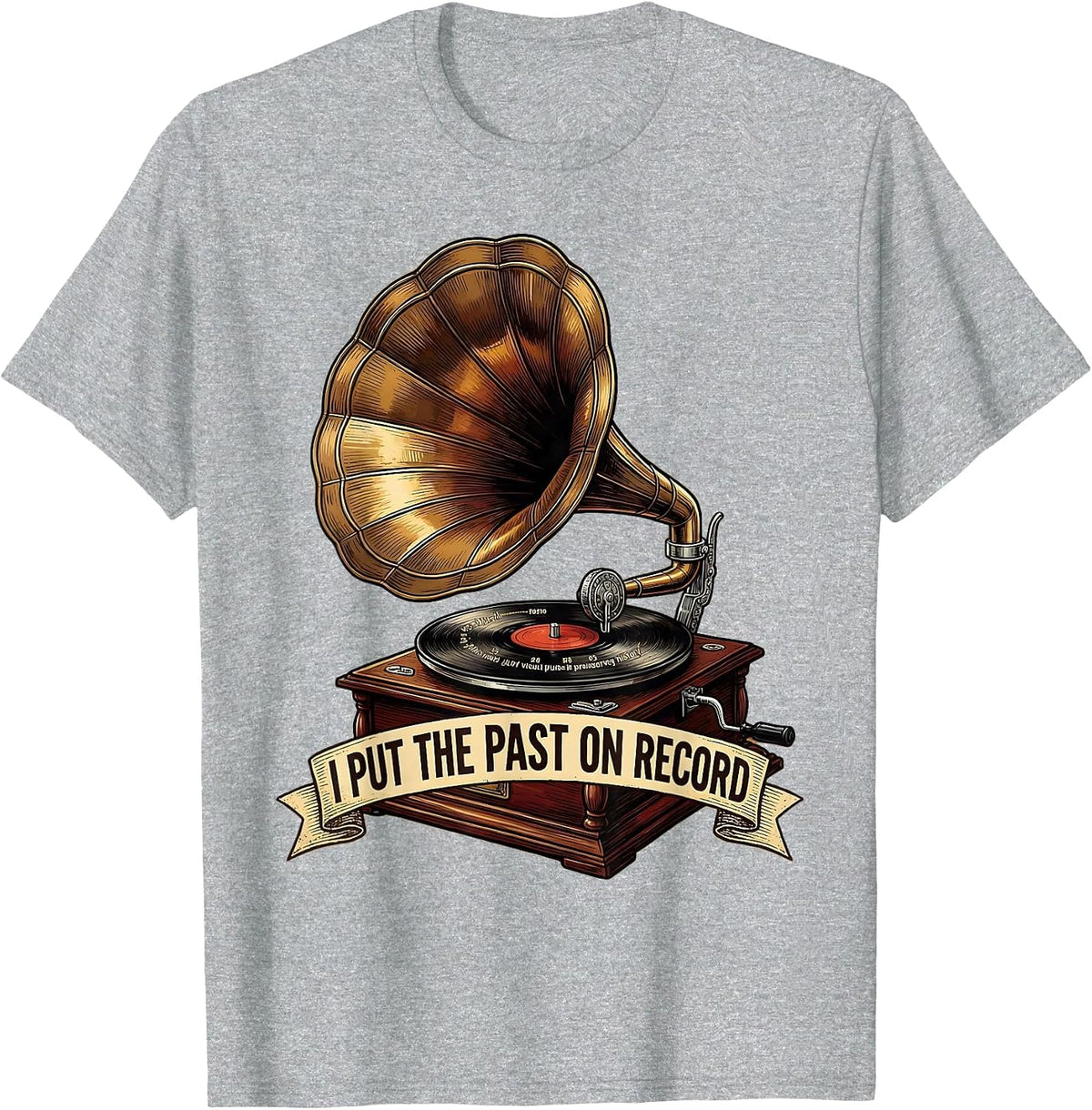 Men's I Put The Past On Record Funny History Teacher Humor T-Shirt - Heather Grey