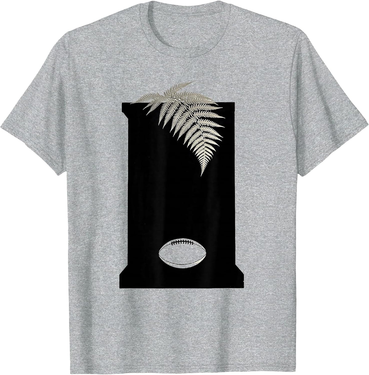Men's Fern Silhouette Kiwi Rugby Fan National Pride T-Shirt - Heather Grey