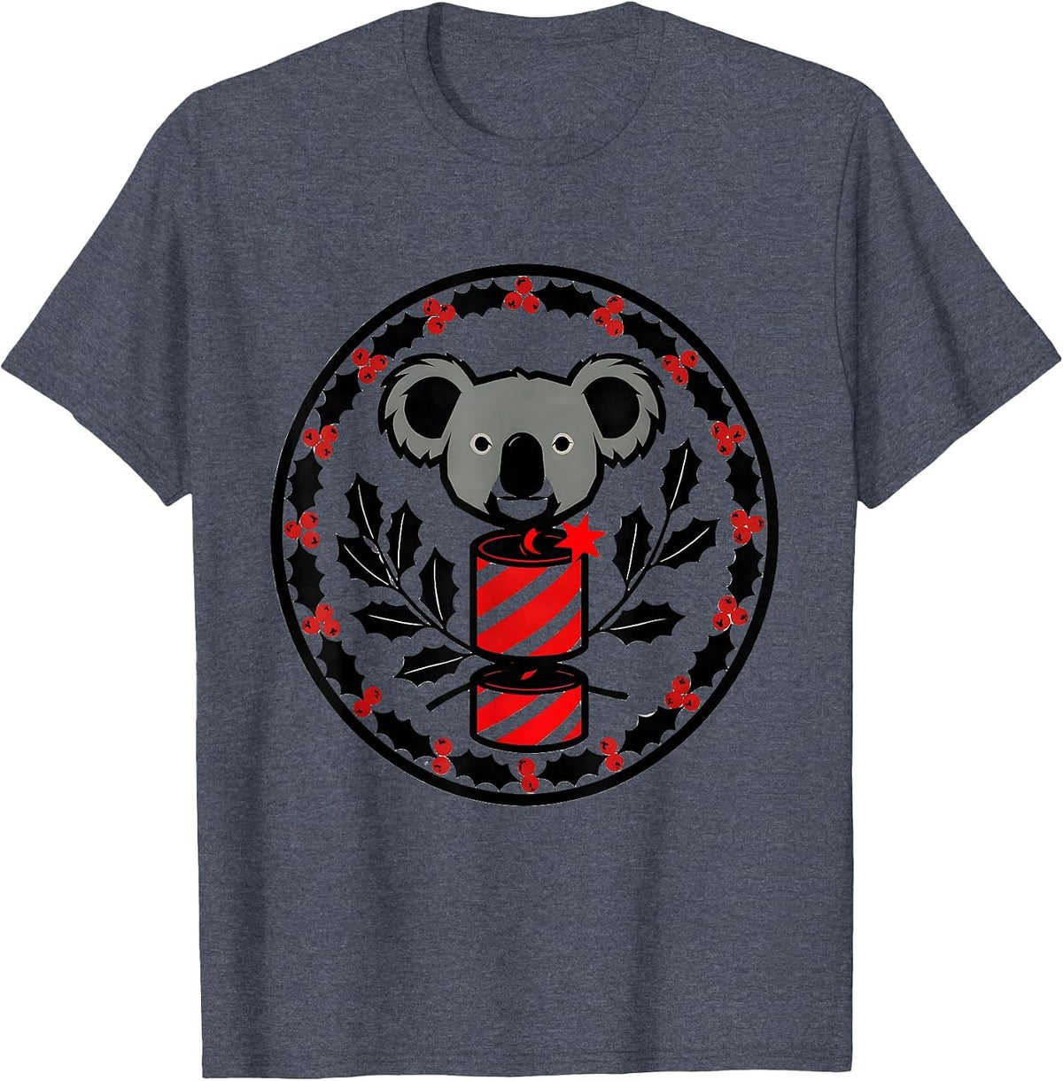 Koala Cracker Holly Shield Cute Australian Animal Lover T-Shirt - Heather Blue