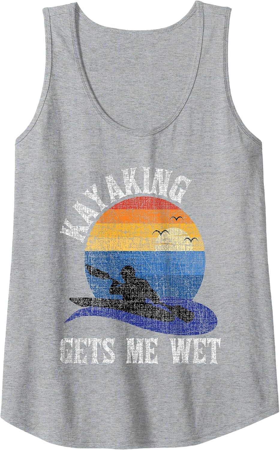 Kayaking Gets Me Wet - Funny Kayak Kayaker Tank Top - Heather Grey