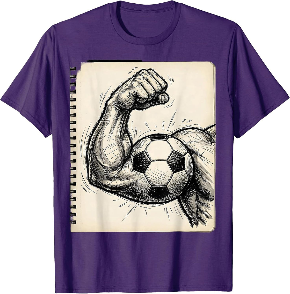 Men's Soccer Dad Flexing Bicep With Soccer Ball Graphic T-Shirt - Purple