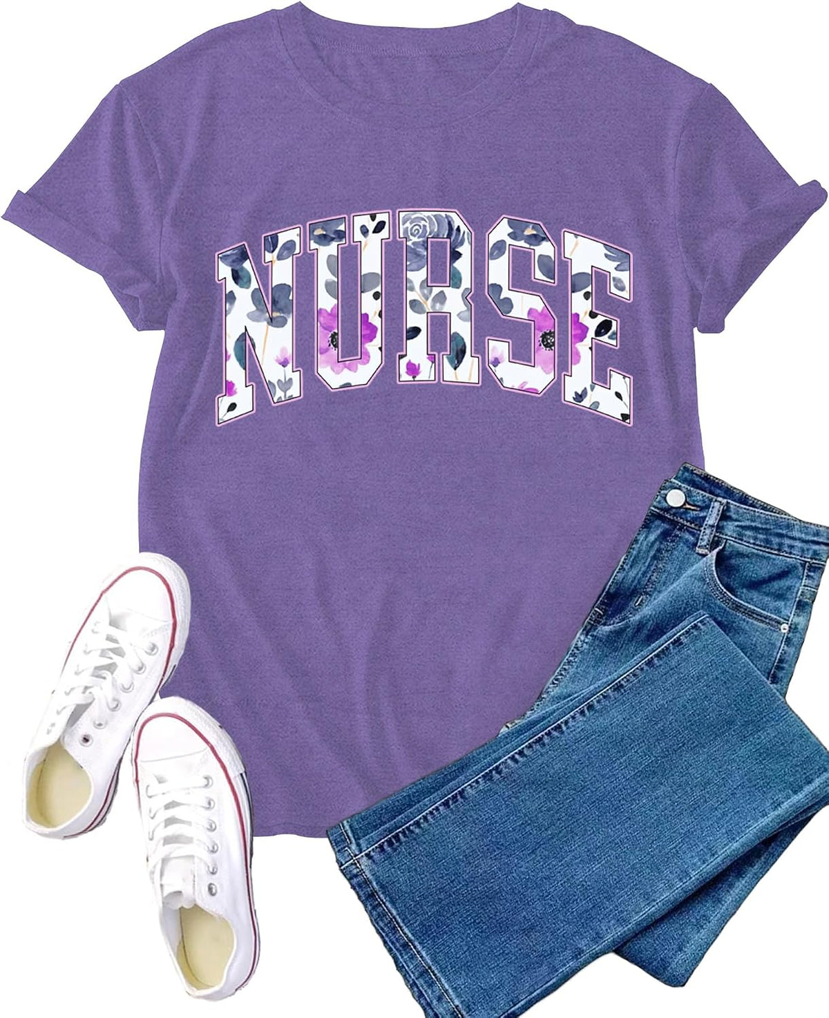 Nurse Shirt for Women Nursing Life T-Shirt Nurses Week Tee Tops - Purple