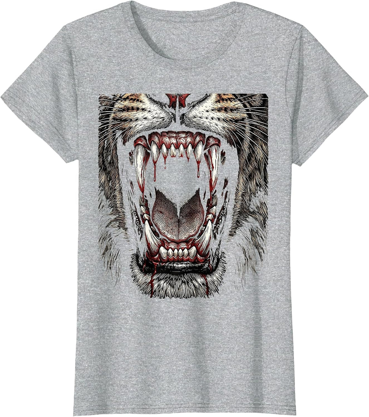 Foaming Mouth Rabies Graphic Illustration T-Shirt - Heather Grey